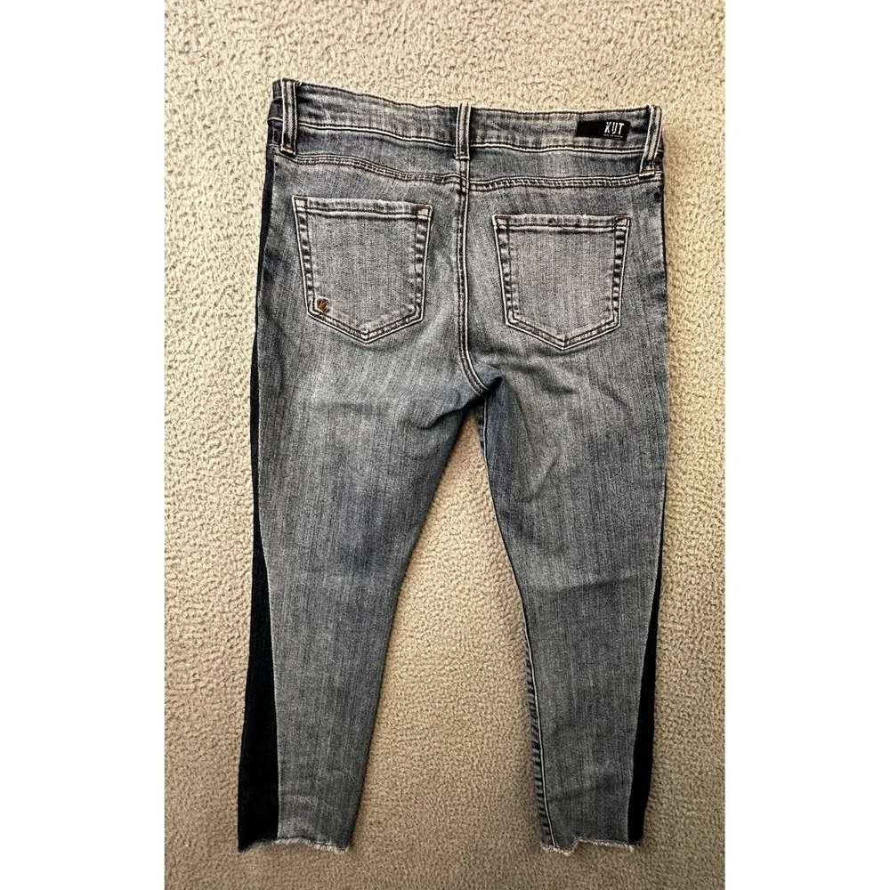 KUT From The Kloth Reese Ankle Straight Leg Jeans Womens Size 4 Two Tone Blue